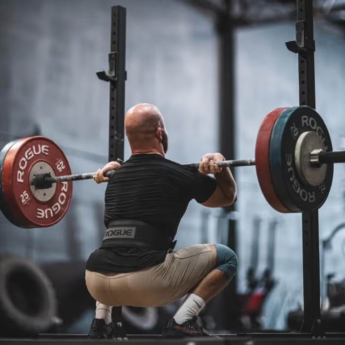 Cinturón Lumbar Gimnasio de Nylon Rogue USA in use