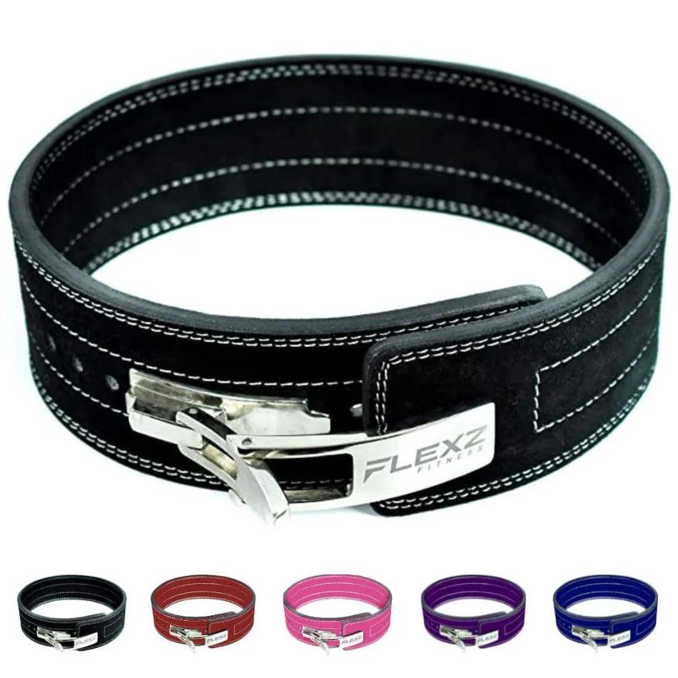 Flexz Fitness Cintura da Sollevamento in Pelle con Fibbia a Leva