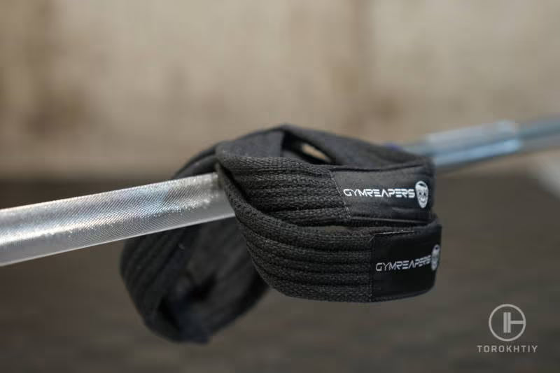 Gymreapers Figure 8 Lifting Straps in use