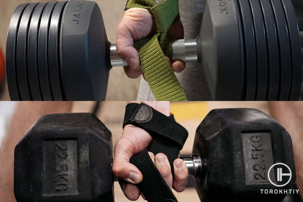 dumbbell with lifting straps