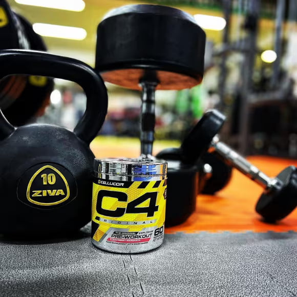 C4 Sport Pre Workout Powder in use