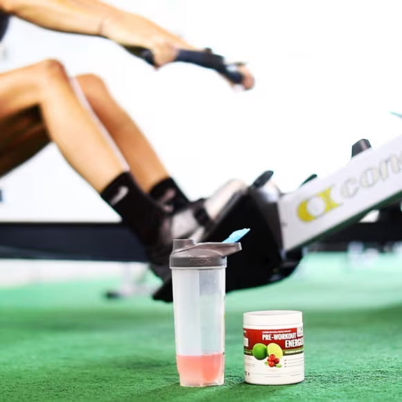 Red Leaf Pre Workout Energizer Powder in use