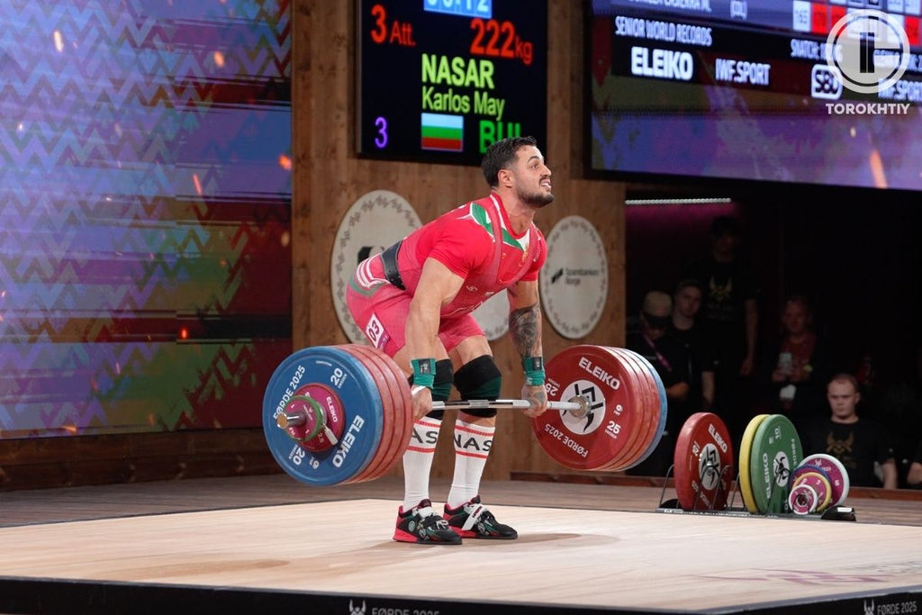 Karlos Nasar 222 kg Clean and Jerk First Pull at IWF 2025