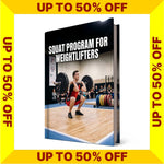 Book titled 'Squat Program for Weightlifters' with promotional text on a yellow border (Torokhtiy Weightlifting)