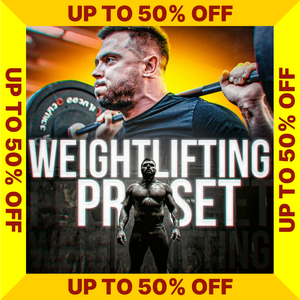 Cover for Weightlifting PR SET program with Oleksiy Torokhtiy standing with a barbell  - SALE UP TO 50% OFF text on a yellow border (Torokhtiy Weightlifting)