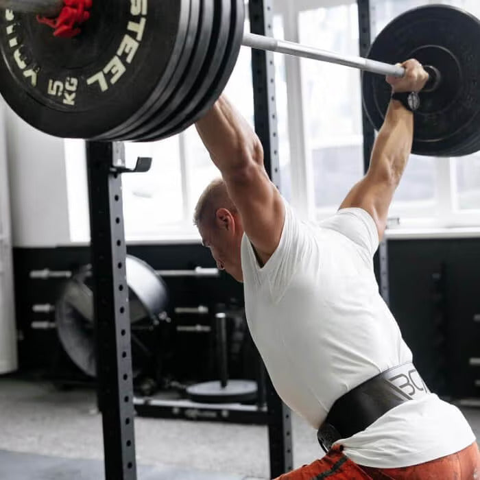 Warm Body Cold Mind Leather Weightlifting Belt in use
